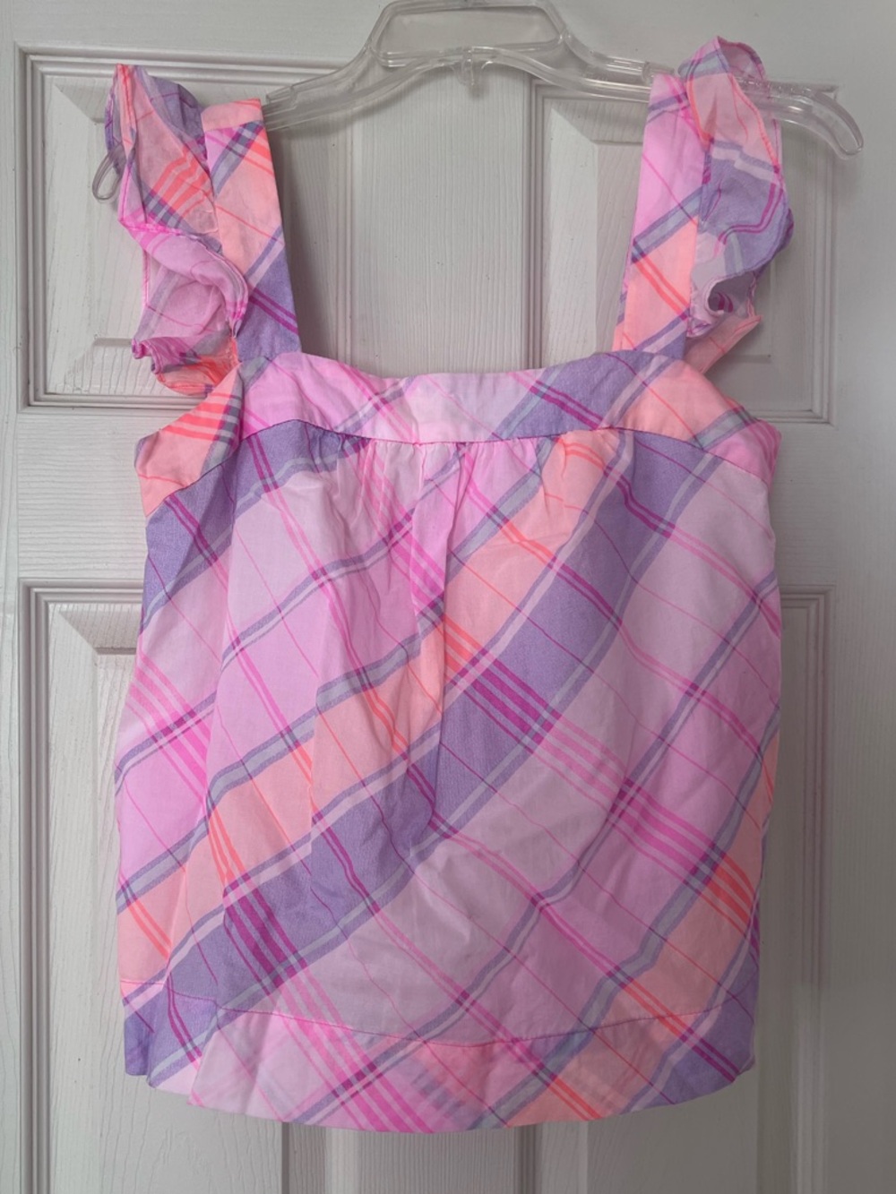 LILLY PULITZER Reyna Sleeveless Blouse Top Pink Isle Madras Plaid Size XS